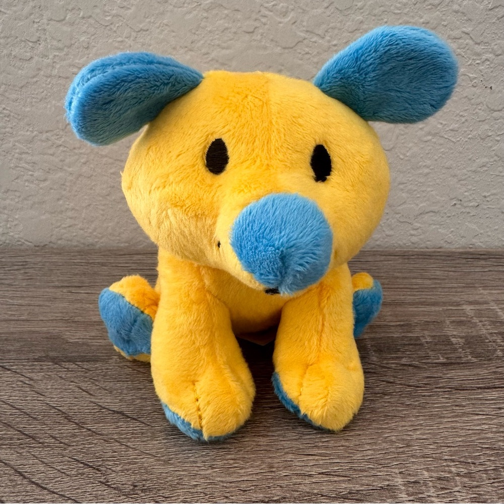Learning Resources Plush Puppy Dog Yellow Blue stuffed animal 5"